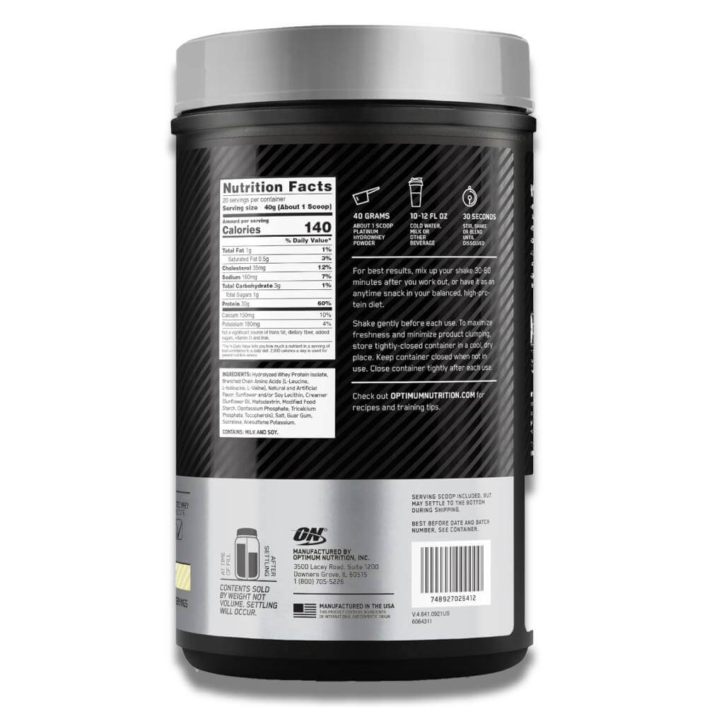 Optimum Nutrition Platinum Hydrowhey Protein Powder - Velocity Vanilla - 1.76 Lb Each Contarmarket