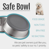 PEGGY11 - Stainless Steel Metal Dog Bowls, Nonslip Rubber Bottom, Dishwasher Safe, Easy to Clean - 2 Pack - Each Holds 3.8 US Cup