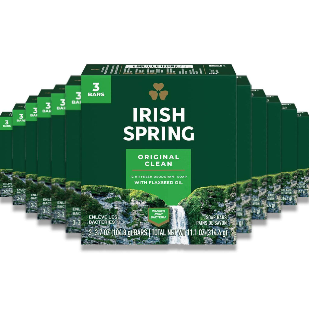Irish Spring Deodorant Soap, Original Bulk - 9 Pack, 3 Bars 3.7 Oz (6826143809692)