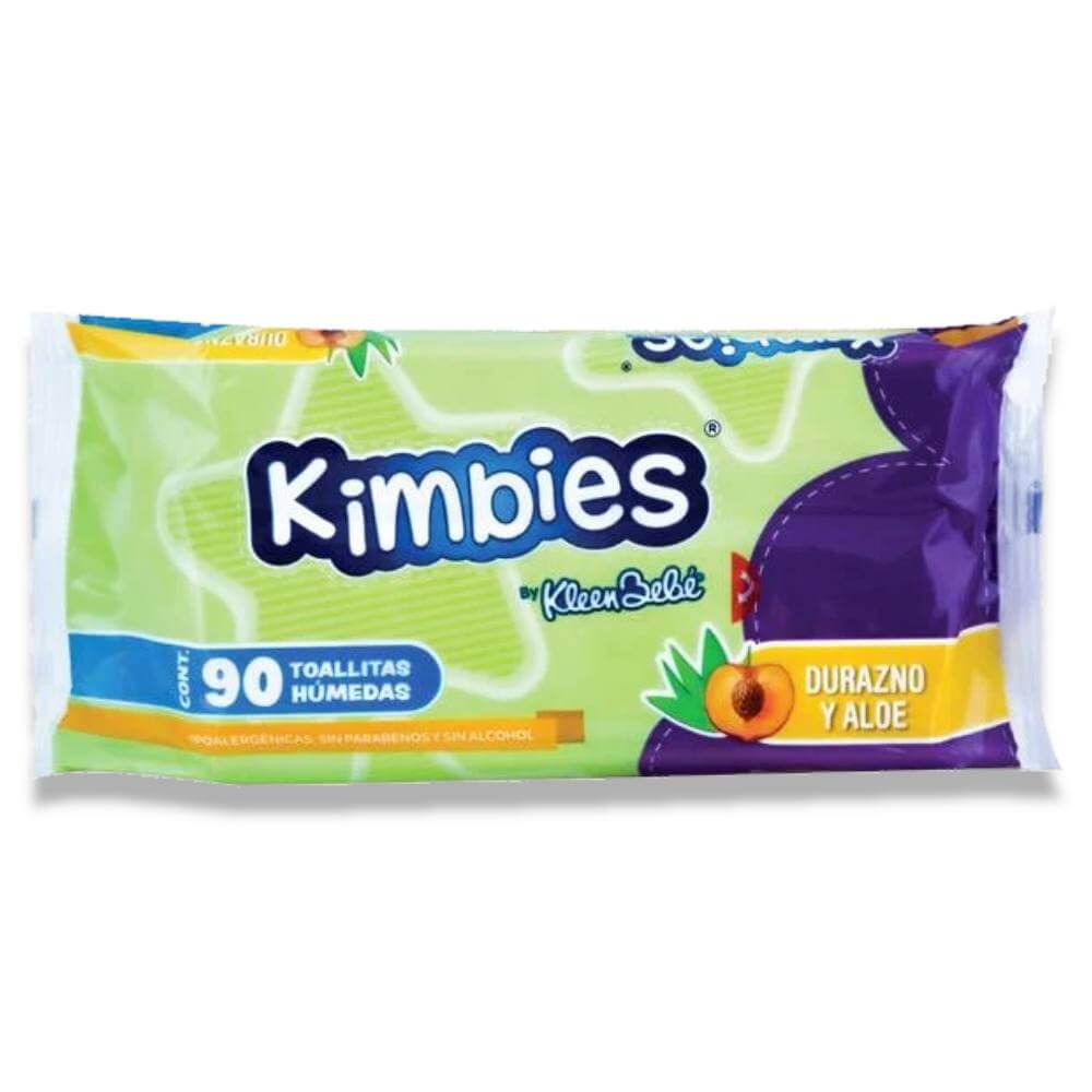 Kimbies Kleen Bebe Baby Wipes - Peach & Aloe - 90 Ct - 12 Pack Contarmarket