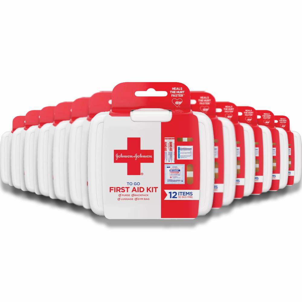 Johnson & Johnson - Red Cross, 12-Piece Mini First Aid To Go Kit - 48 Pack