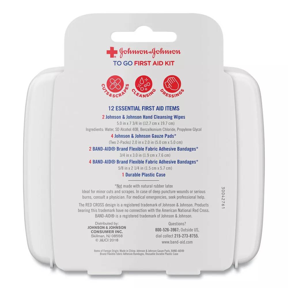 Johnson & Johnson - Red Cross, 12-Piece Mini First Aid To Go Kit - 48 Pack