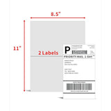 KKBESTPACK - Half Sheet Shipping Labels , 2 Per Page Self Adhesive Mailing Labels - 100 Sheets (200 Labels)