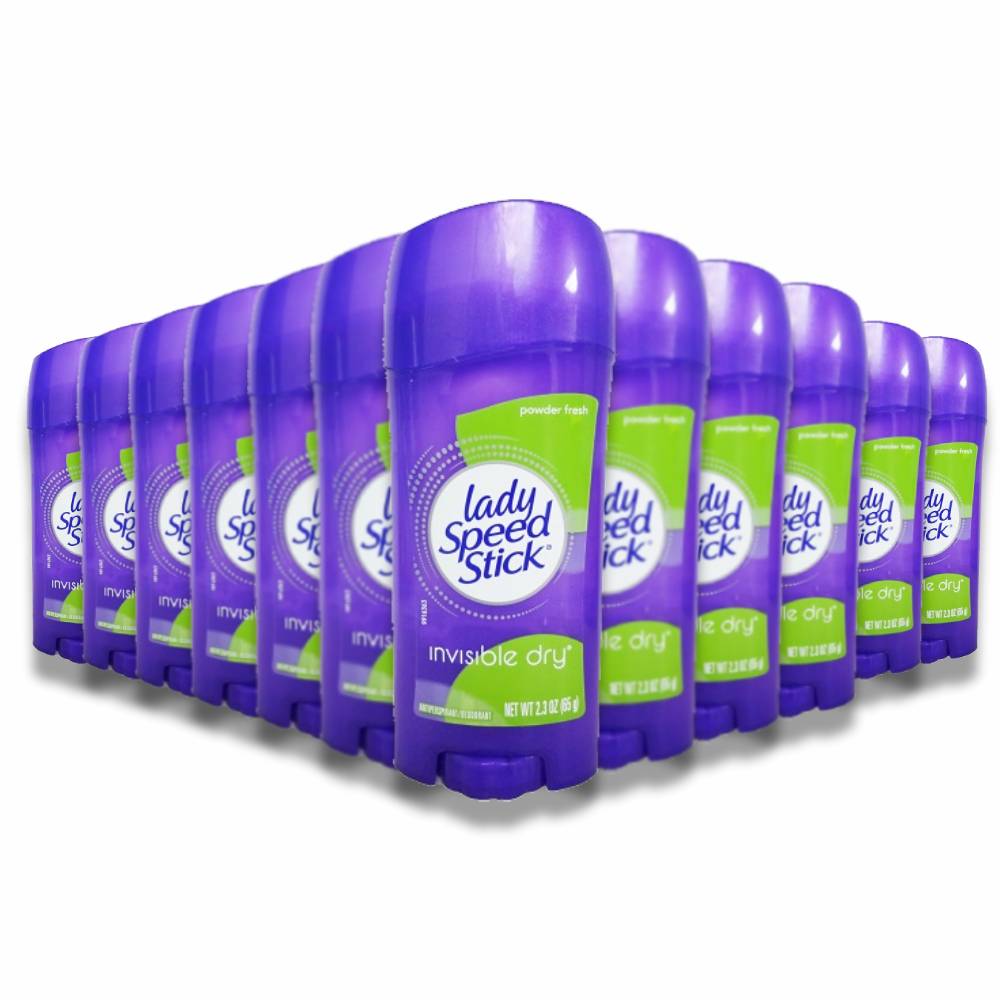Lady Speed Stick Invisible Dry Antiperspirant & Deodorant, Powder Fresh - 2.3 oz - 12 Pack