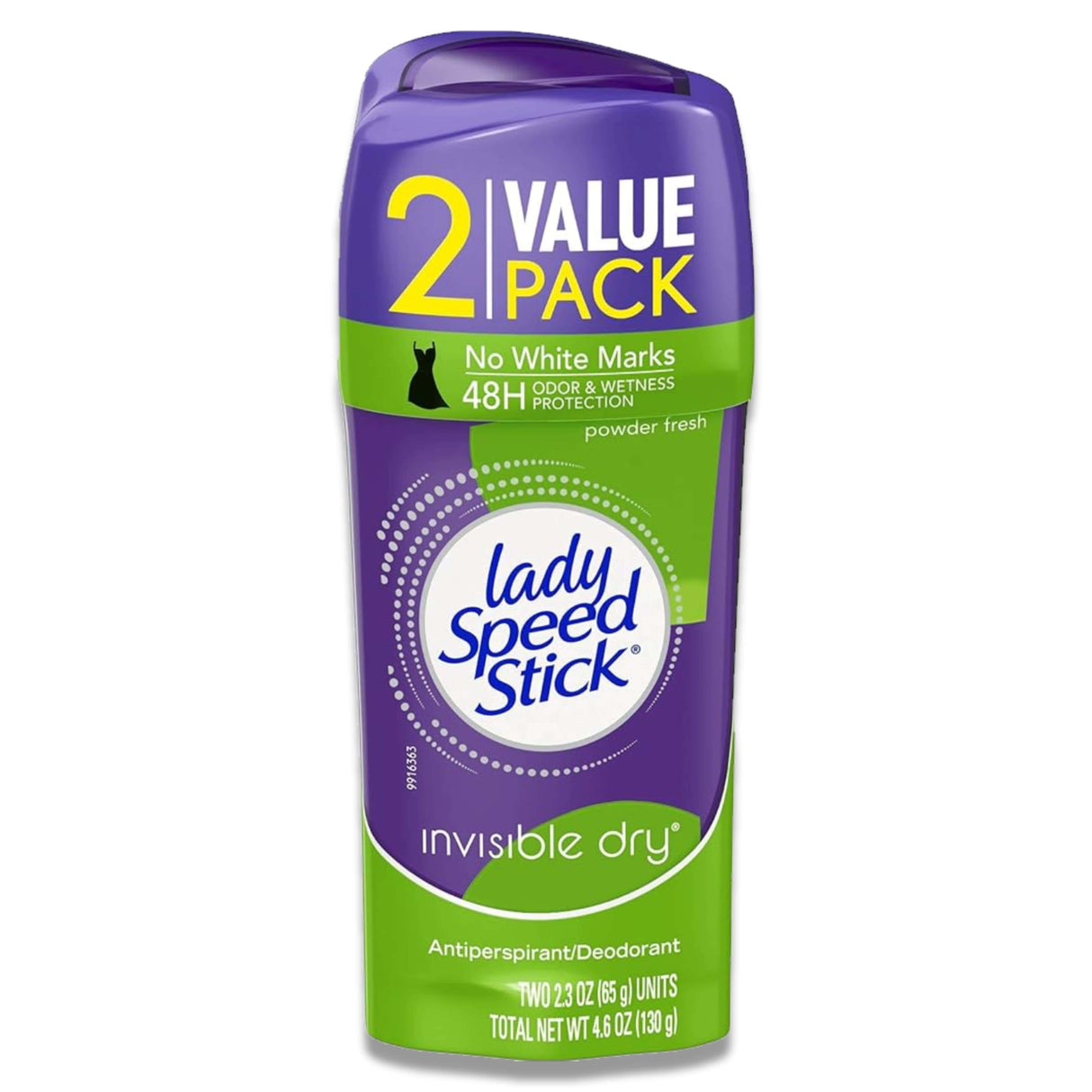 Lady Speed - Stick Antiperspirant, Invisible Dry Powder Fresh, Twin pack - 4.6 Oz - 6 Pack