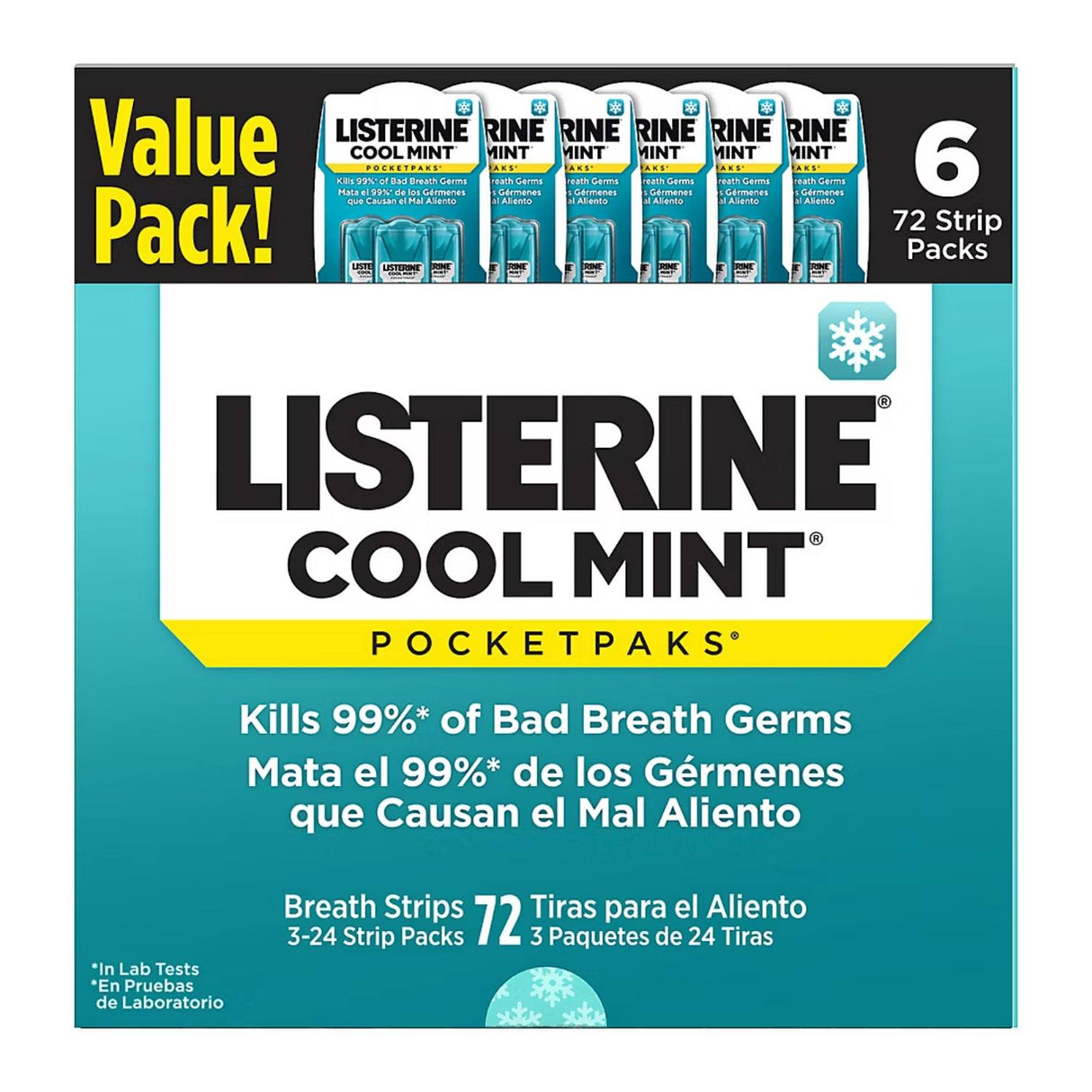 Listerine - Cool Mint Pocketpaks Breath Strips - 6 Pack - 72 Strips