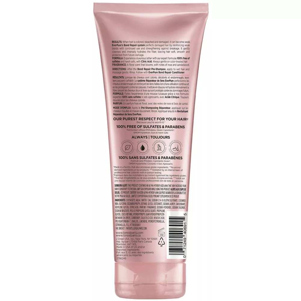 L'Oreal Paris EverPure Sulfate Free Bond Repair Color Care Shampoo 6.8 fl oz - 6 Pack