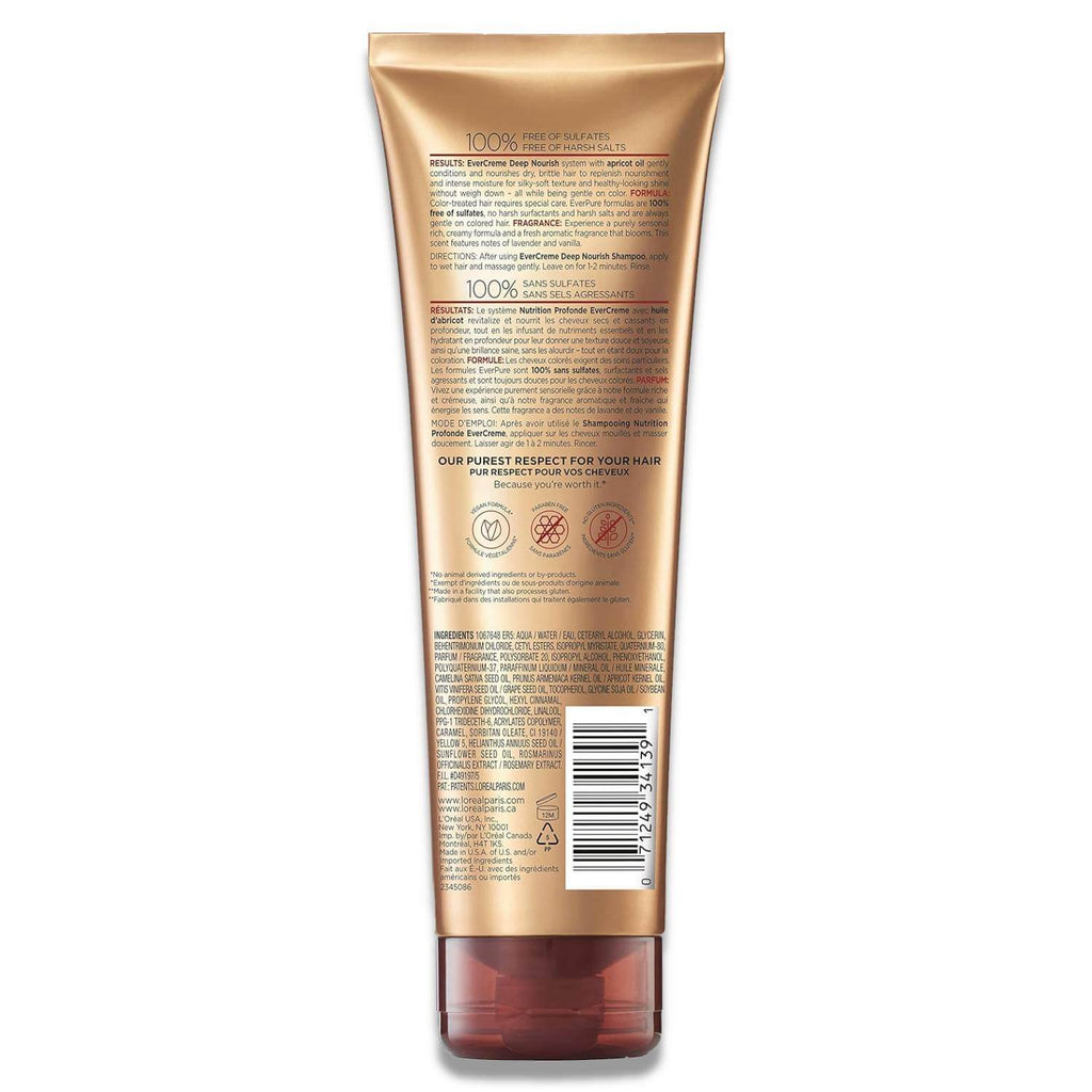 L'Oreal Paris EverCreme Sulfate Free Conditioner for Dry Hair, With Apricot Oil - 8.5 oz - 6 Pack Contarmarket