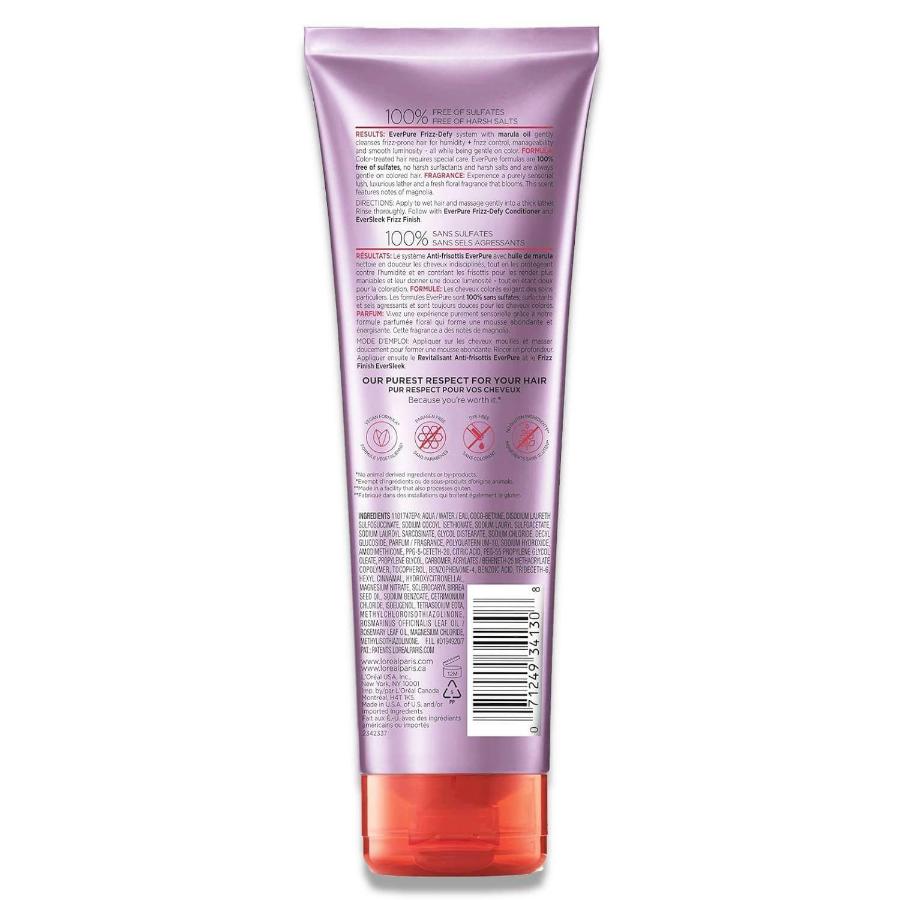 L'Oreal Paris EverPure Sulfate Free Frizz Shampoo, With Marula Oil - 8.5 oz - 6 Pack Contarmarket