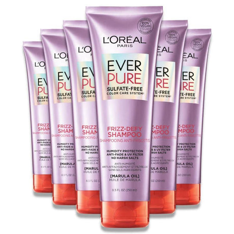 L'Oreal Paris EverPure Sulfate Free Frizz Shampoo, With Marula Oil - 8.5 oz - 6 Pack Contarmarket