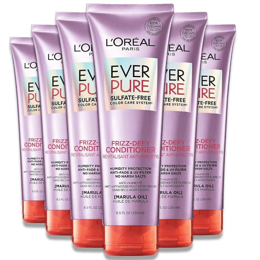 L'Oreal EverPure Sulfate Free Frizz Defy Conditioner, With Marula Oil - 8.5 oz - 6 Pack Contarmarket