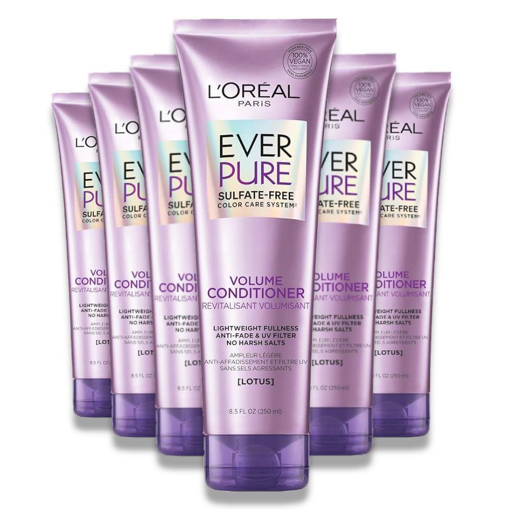 L'Oreal Paris EverPure Volume Sulfate Free Conditioner, for Color-Treated Hair, Flat Hair - 8.5 oz - 6 Pack Contarmarket