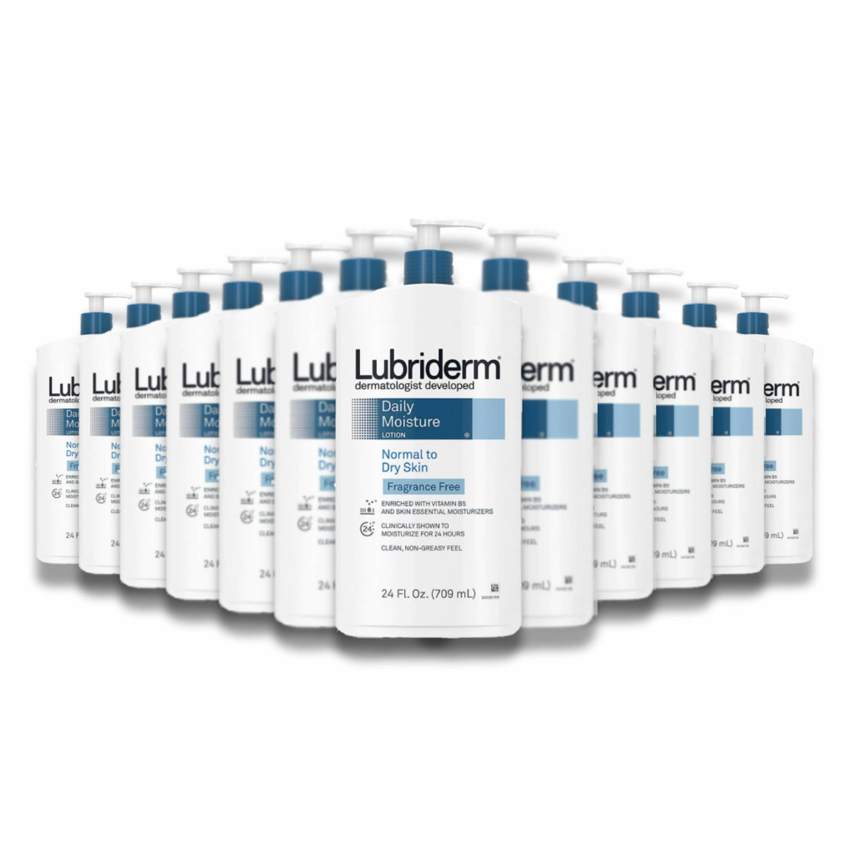 Lubriderm - Daily Moisturizing Lotion for Normal to Dry Skin, Fragrance-Free - 24 Oz - 12 Pack