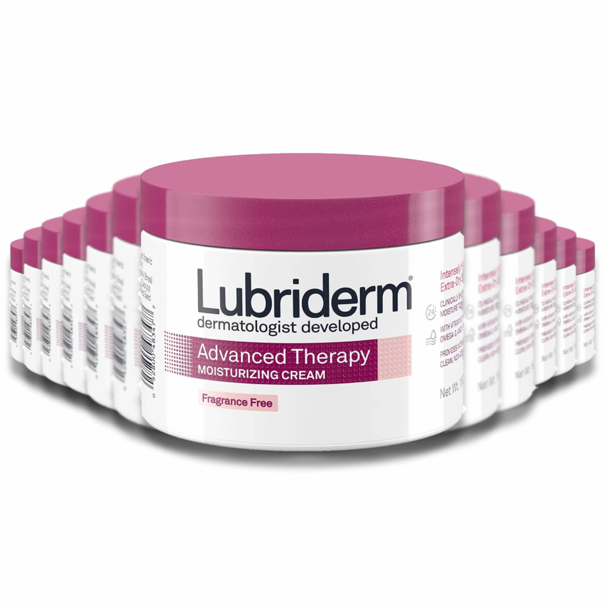 Lubriderm - Advanced Therapy Fragrance-Free Moisturizing Cream Jar - 16 Oz - 12 Pack