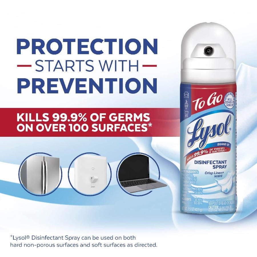 Lysol - Disinfectant Spray To Go, Crisp Linen - 1.5 oz - 12 Pack