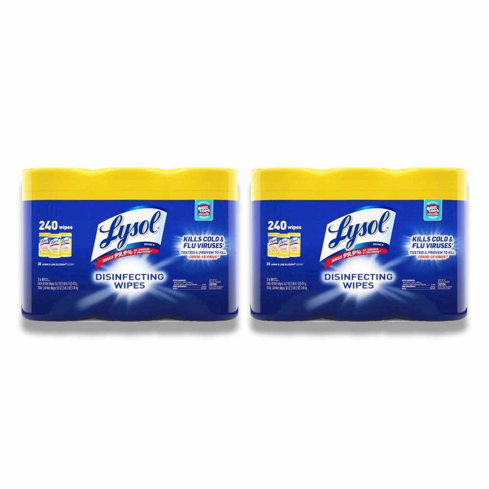 Lysol - Disinfectant Wipes, Multi Surface Antibacterial Cleaning Wipes 3 Pack Each - 80 Ct each - 2 Pack