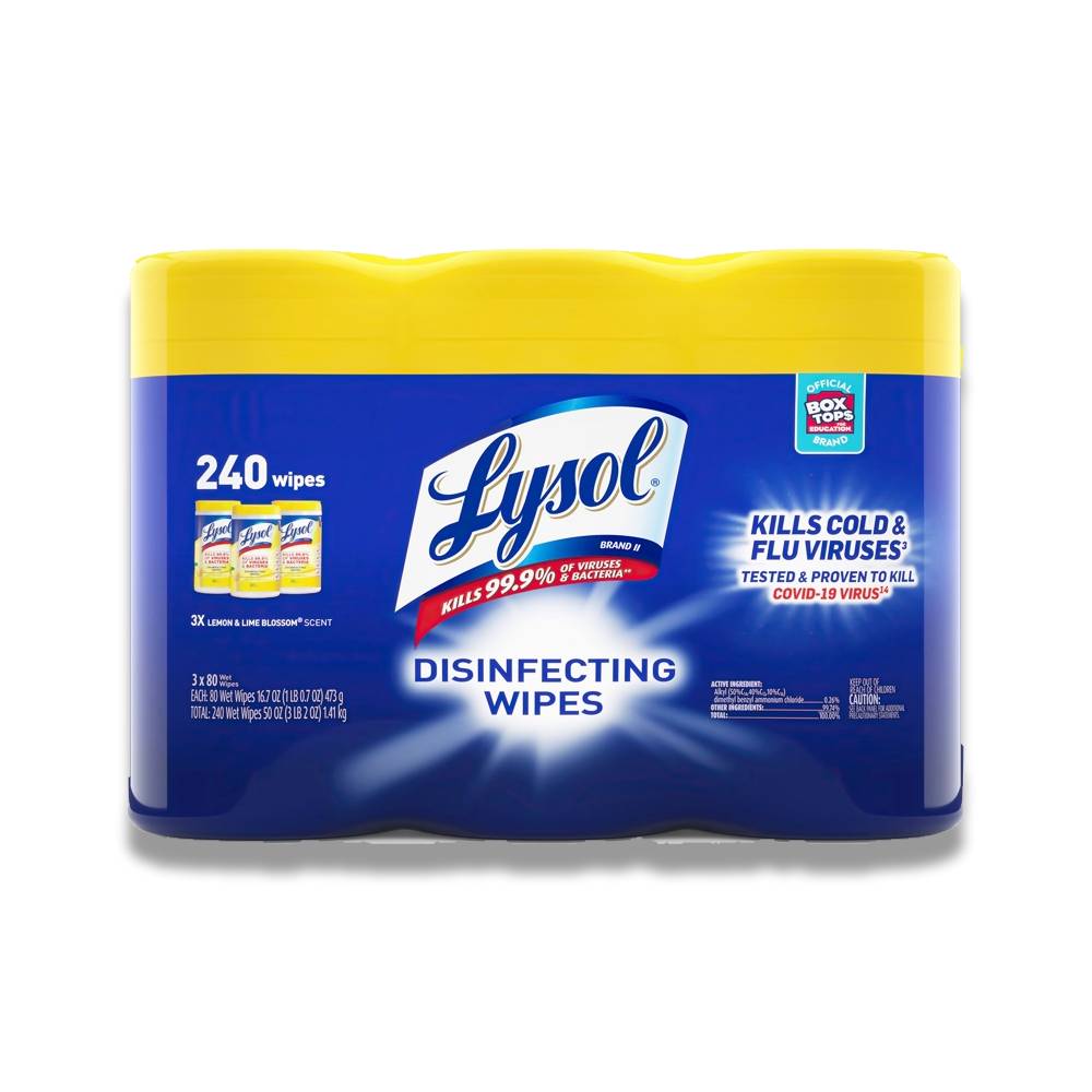 Lysol - Disinfectant Wipes, Multi Surface Antibacterial Cleaning Wipes 3 Pack Each - 80 Ct each - 2 Pack