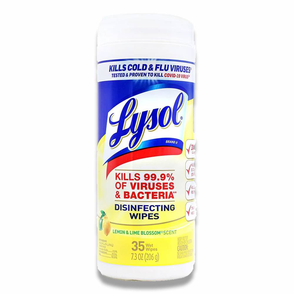 Lysol - Disinfectant Wipes Multi-Surface Antibacterial Cleaning Wipes For Disin, Lemon & Lime Blossom Scent - 35 Ct Each - 12 Pack