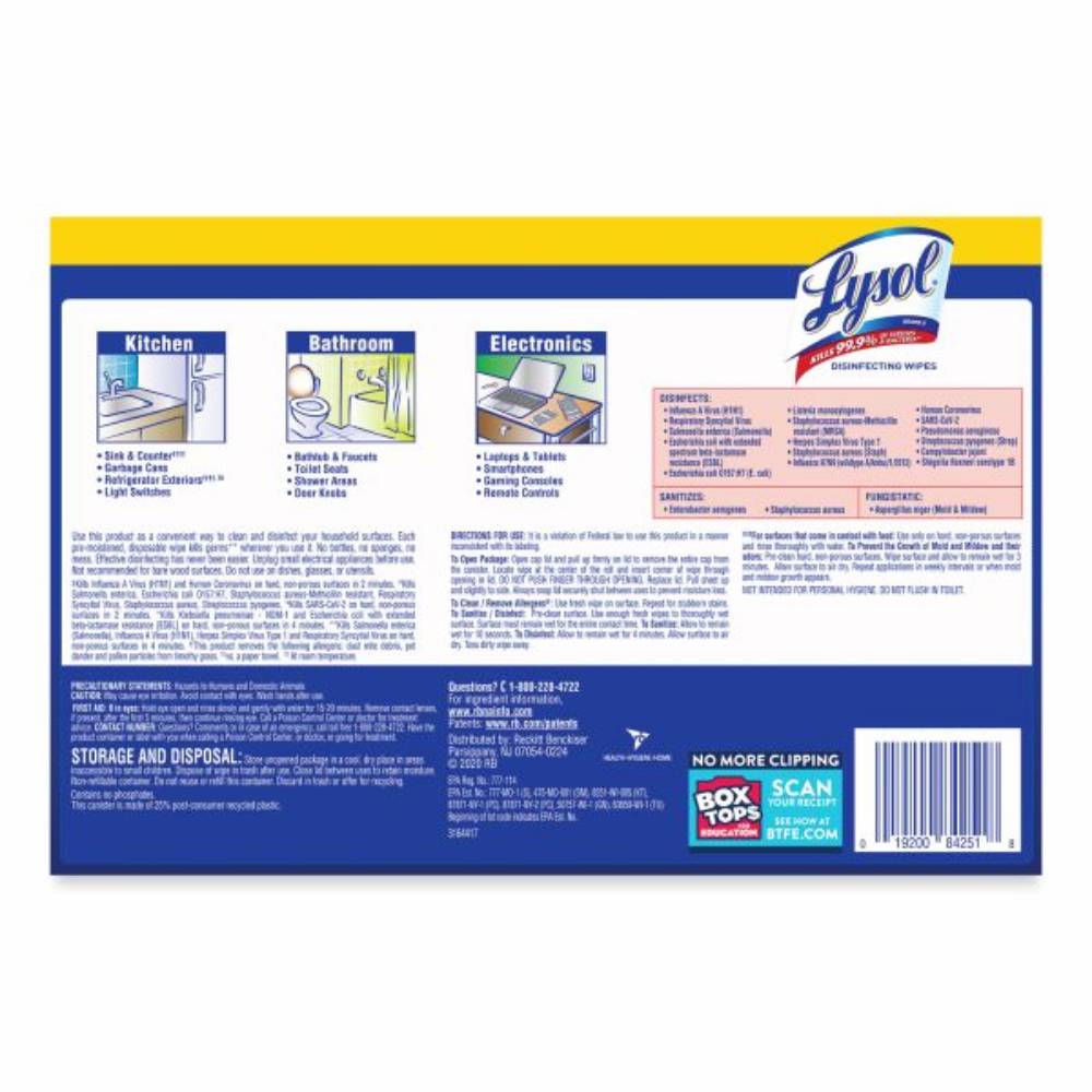 Lysol - Disinfectant Wipes, Multi Surface Antibacterial Cleaning Wipes 3 Pack Each - 80 Ct each - 2 Pack