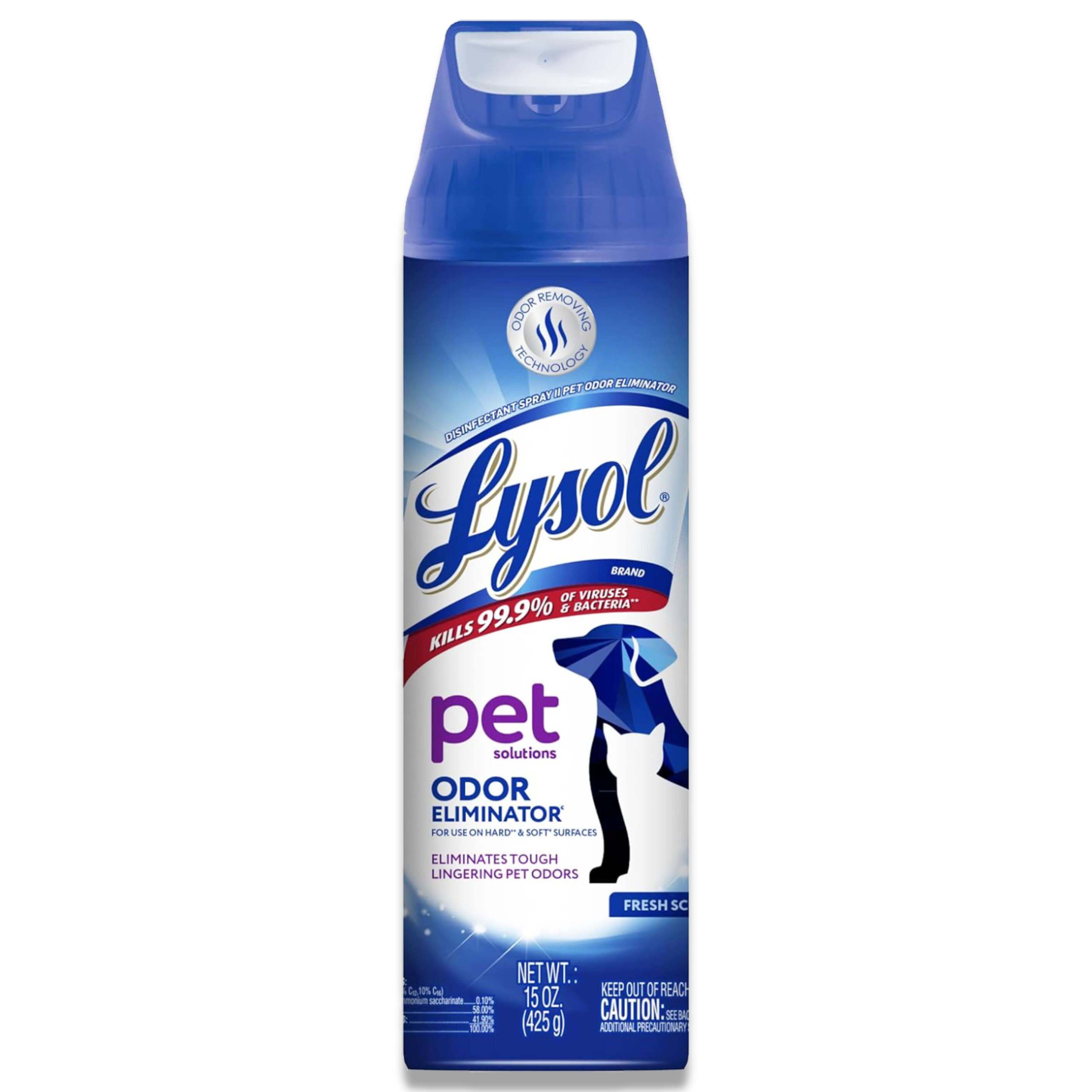 Lysol Pet Odor Eliminator Spray - Sanitizing and Disinfecting, 15