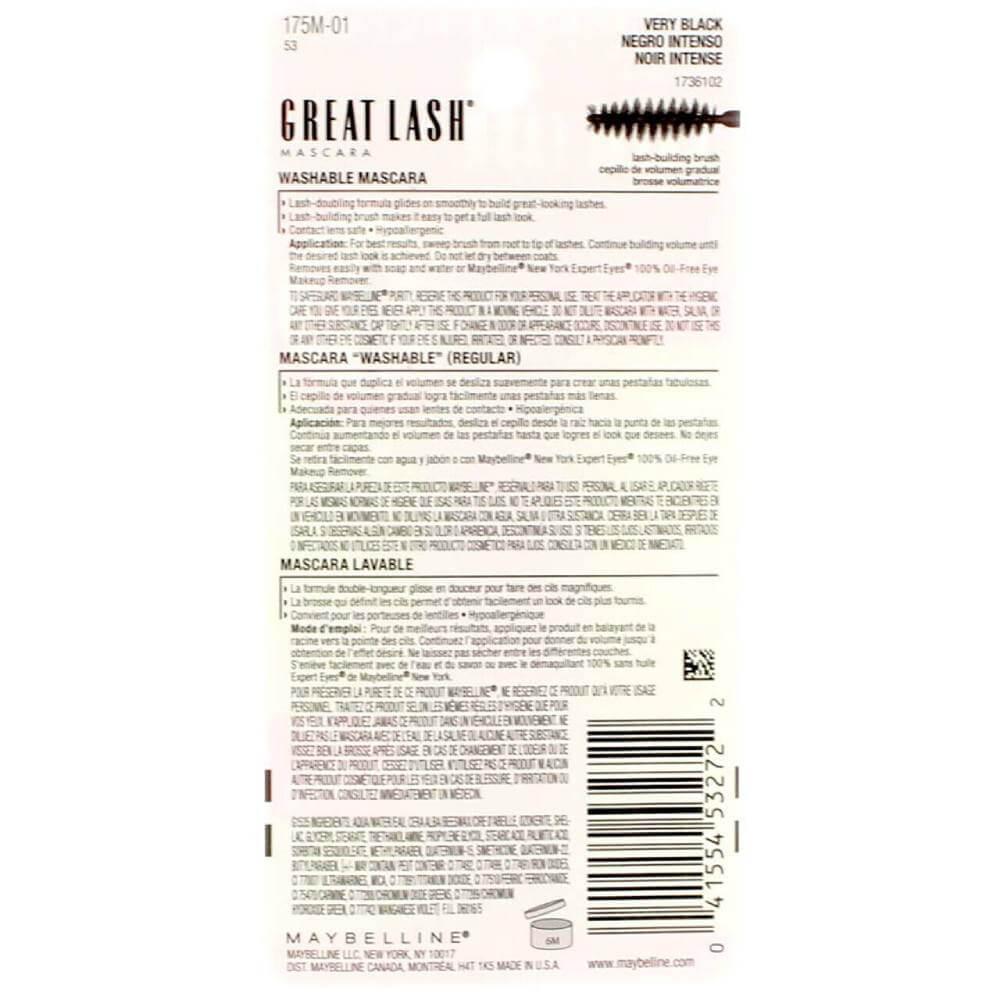 Maybelline - Great Lash Mascara, # 101 Very Black by for Women - 0.43 oz - 12 Pack