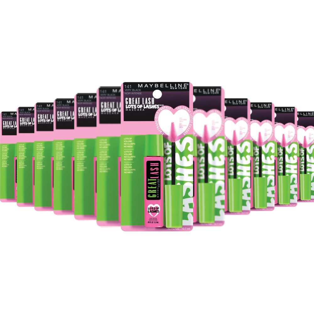 Maybelline - Great Lash Lots of Lashes Washable Mascara - #141 Very Black - 0.43 Oz - 24 Pack