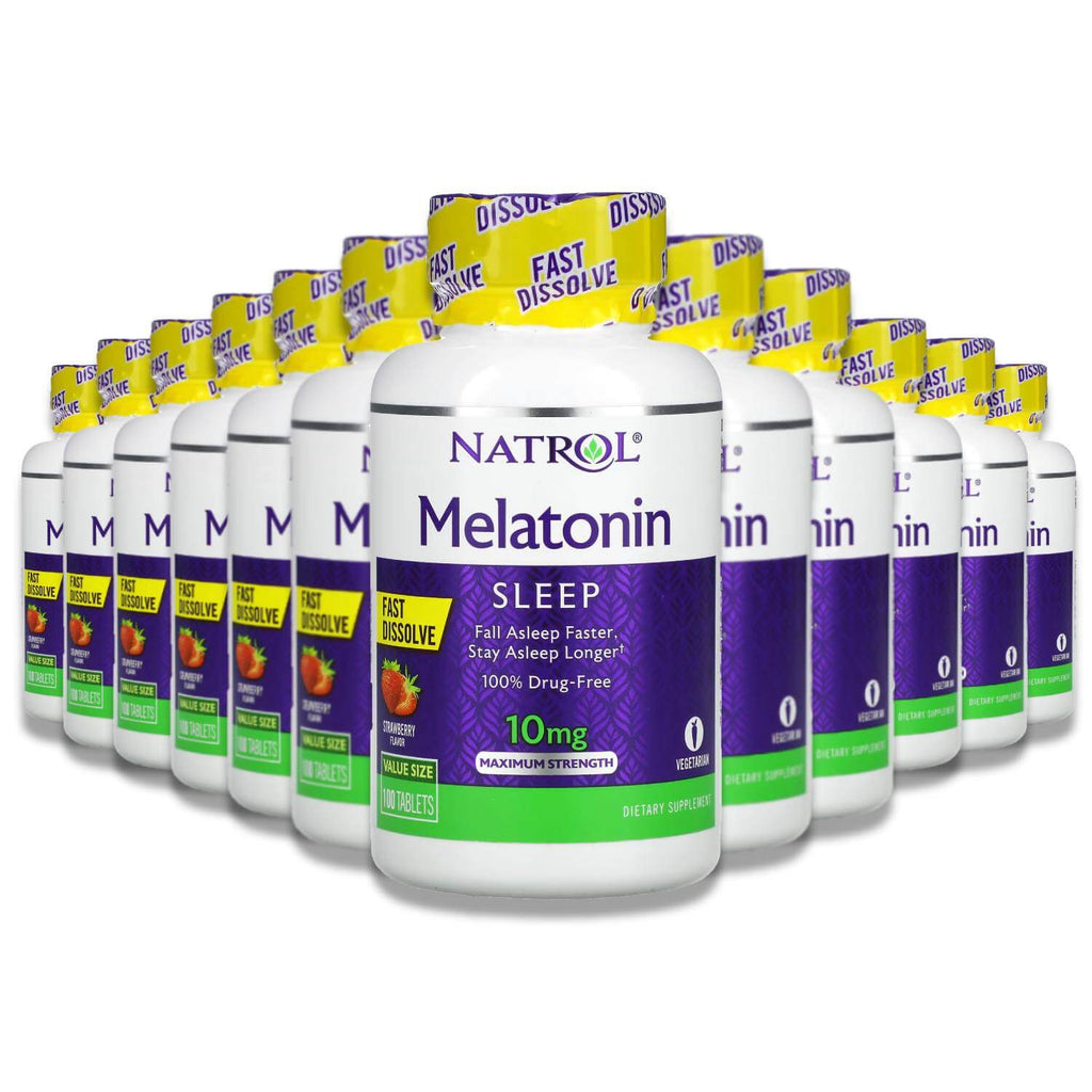 Natrol Melatonin Sleep Fast Dissolve Strawberry 10mg 100 Tablets 12 Pack Contarmarket