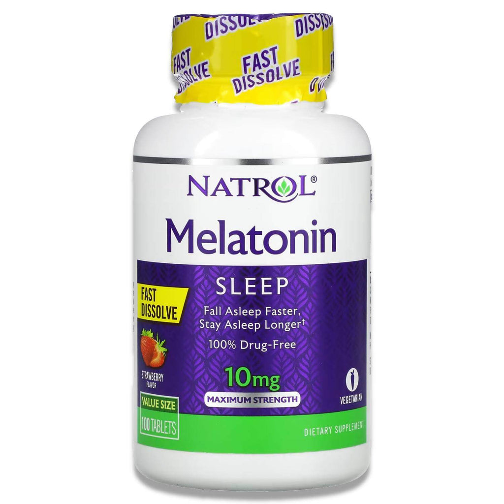 Natrol Melatonin Sleep Fast Dissolve Strawberry 10mg 100 Tablets 12 Pack Contarmarket