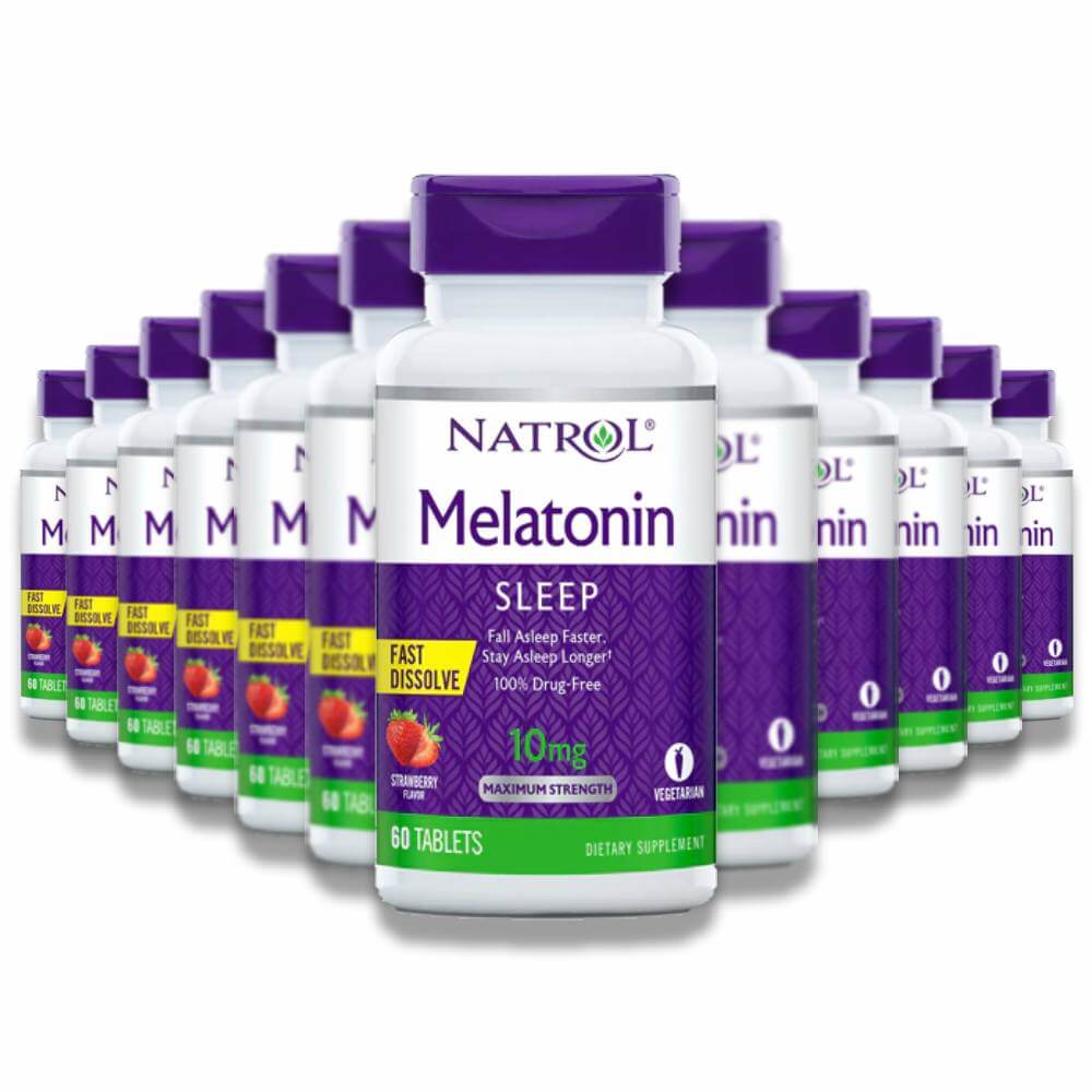 Natrol Melatonin Sleep Fast Dissolve Strawberry 10mg 60 Tablets 12 Pack Contarmarket