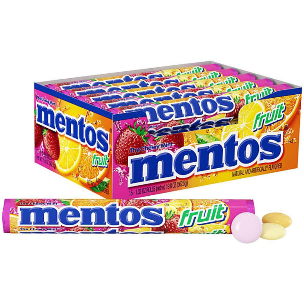 Mentos Chewy Mint Candy Roll - Fruit Flavored - 15 Packs Contarmarket
