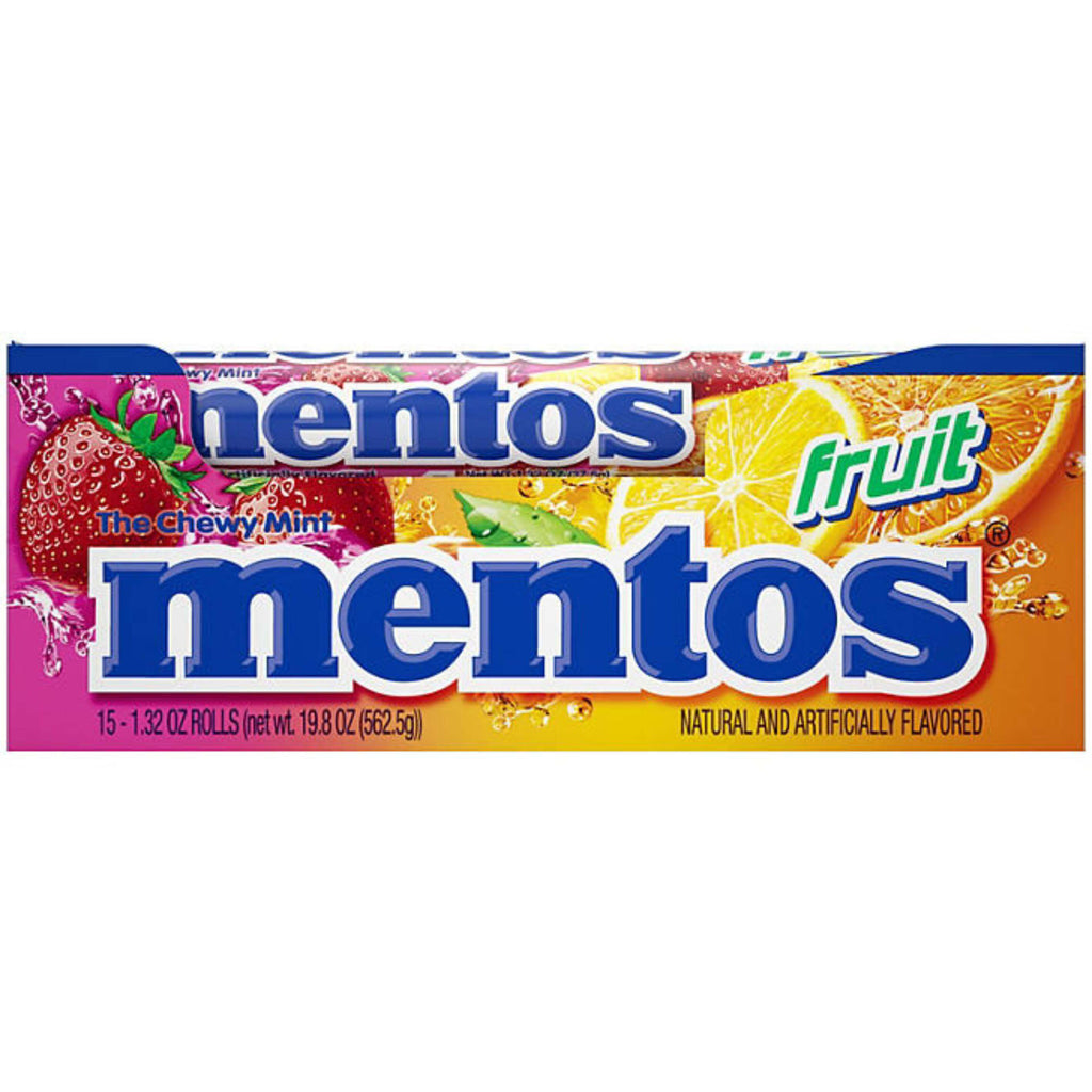 Mentos Chewy Mint Candy Roll - Fruit Flavored - 15 Packs Contarmarket