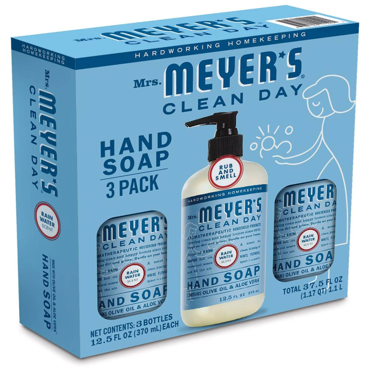 Mrs. Meyer's Clean Day Liquid Hand Soap, Rain Water Scent Bottle - 3 Pack - 12.5 Oz