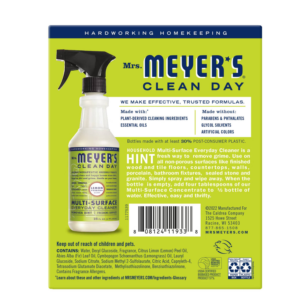 Mrs. Meyer's Clean Day Multi-Surface Everyday Cleaner - Lemon Verbena Scent - 16 Oz - 3 Pack