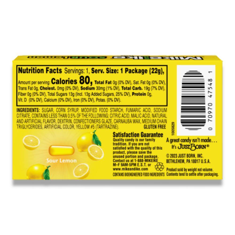 Mike & Ike Sour Lemon Candy - 0.78 Oz - 24 Ct Each Contarmarket