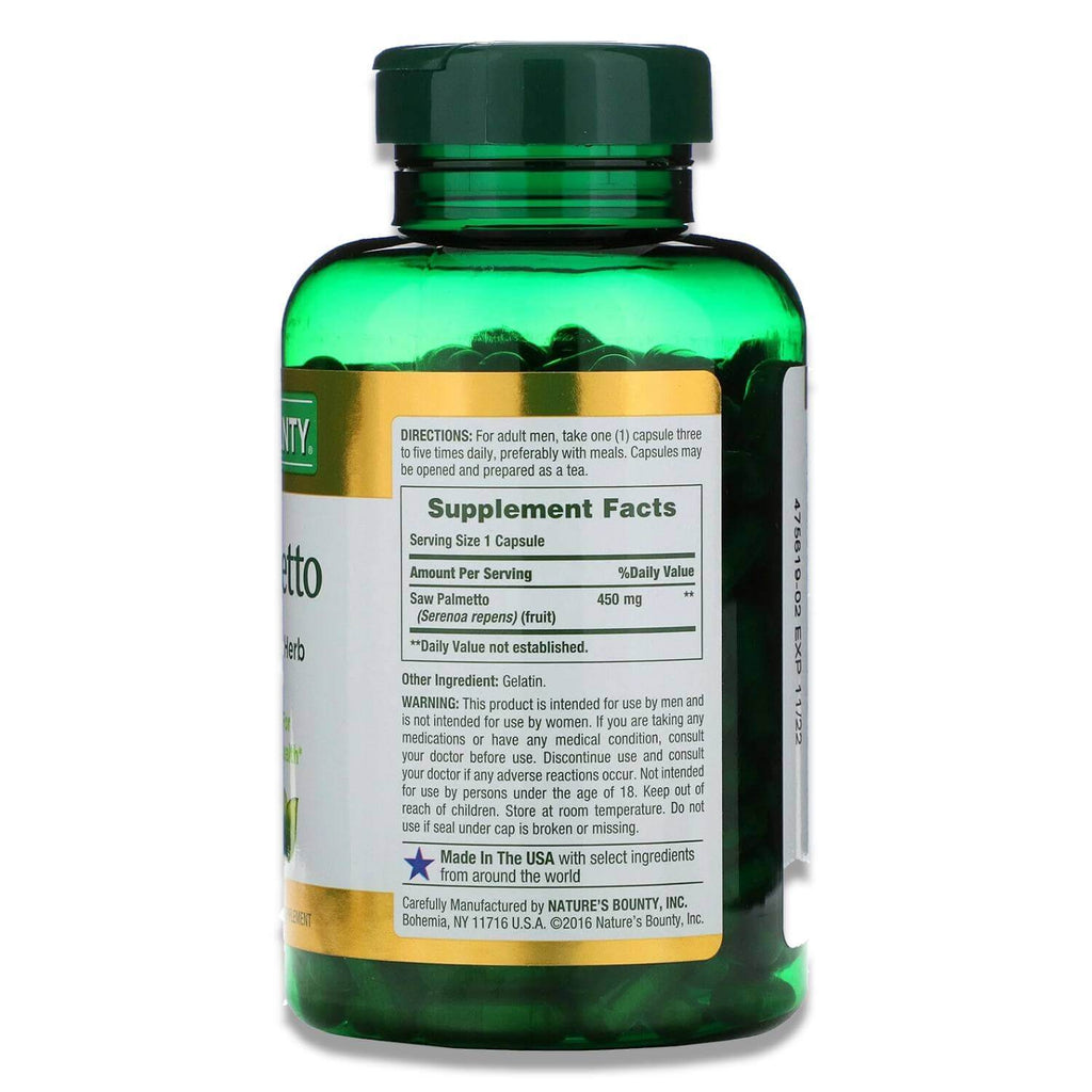 Nature's Bounty Saw Palmetto 450mg 250 Capsules - 12 Pack Contarmarket