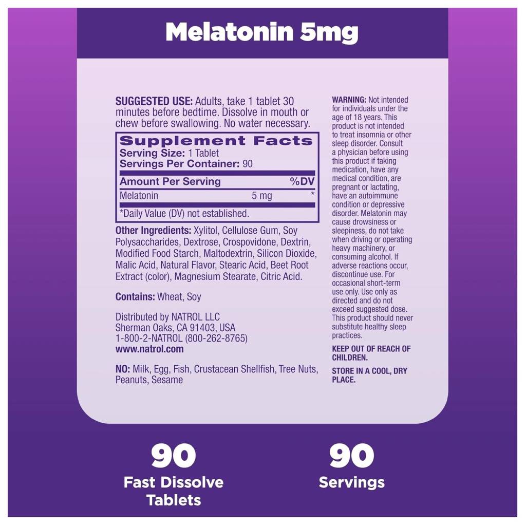 Natrol - Melatonin Fast Dissolve Strawberry  5 mg 90 Tablets - 12 Pack