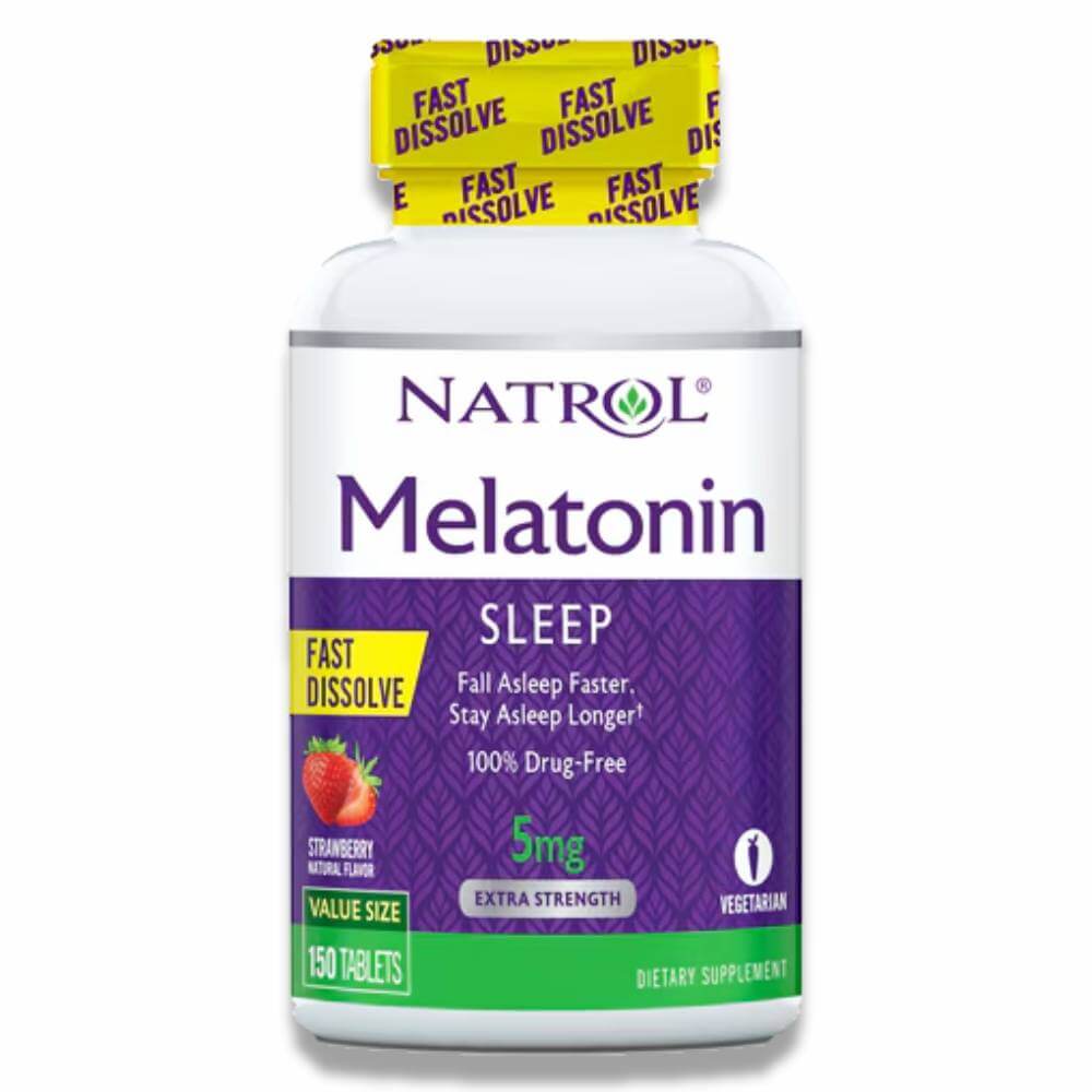 Natrol Melatonin Sleep Fast Dissolve Strawberry 5mg 150 Tablets 12 Pack Contarmarket