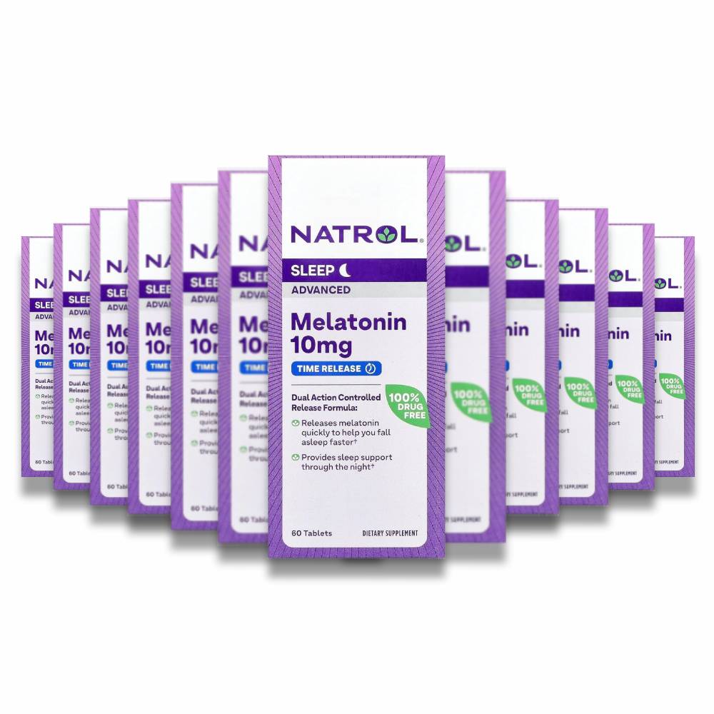Natrol - Advanced Sleep Melatonin + 5HTP, 6mg, Calming Sleep Aid for Restful Sleep - 60 Ct - 12 Pack
