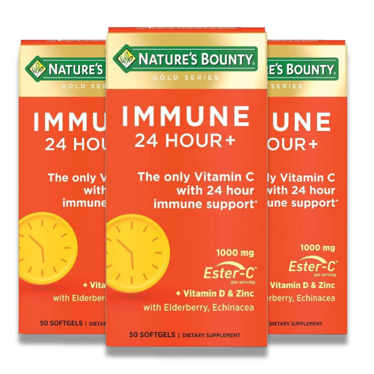 Nature's Bounty IMMUNE 24 HOUR + Immune Support 50-Softgels - 3 Pack