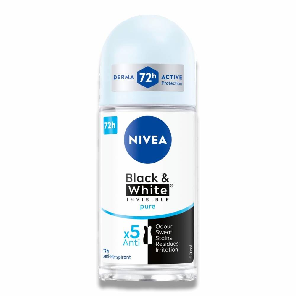 Nivea - Black & White Pure Invisible Roll On For Women - 50 ml - 6 Pack