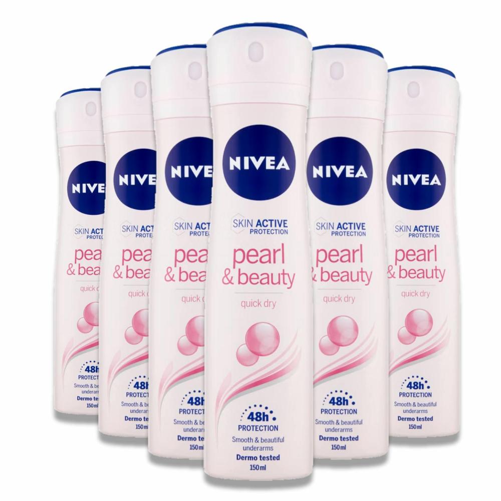 Nivea - Deodorant New Spray Pearl & Beauty Anti-Perspirant- 150 ml - 6 Pack