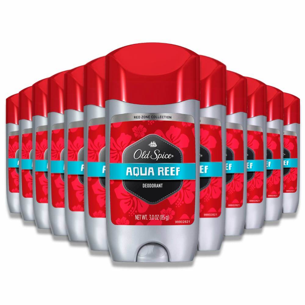 Old Spice Antiperspirant Deodorant for Men Red Zone Aqua Reef Stick 3 Oz 12 Pack Contarmarket