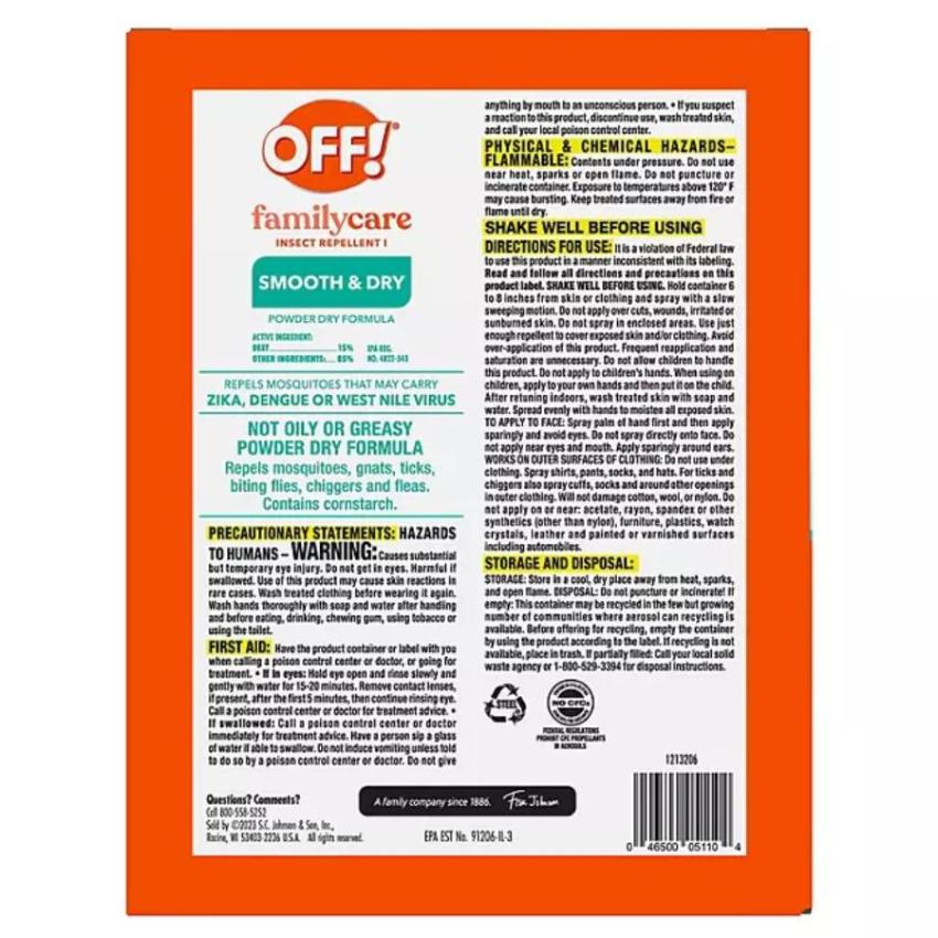 OFF! - Family Care Mosquito Repellent Smooth and Dry - 2 x 6 Oz and 2.5 Oz