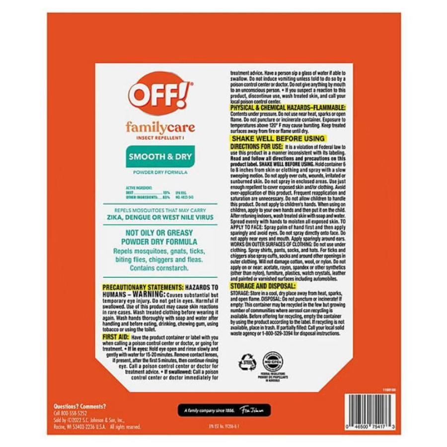 OFF! Smooth & Dry 2 x 6oz + 2.5oz OFF! Smooth & Dry Travel-Size Aerosol