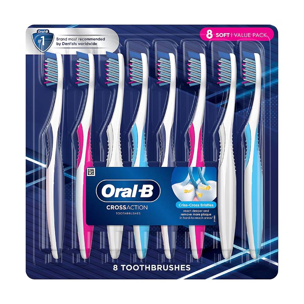 Oral-B - Cross Action Manual Toothbrushes, Soft - 8 Pack – Contarmarket