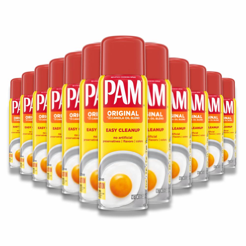 PAM - No-Stick Cooking Spray, Original, Made With Canola Oil Blend - 6 Oz - 12 Pack