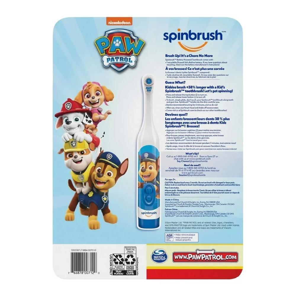 Spinbrush - Kid's Electric Battery Toothbrush, Paw Patrol - 4 ct