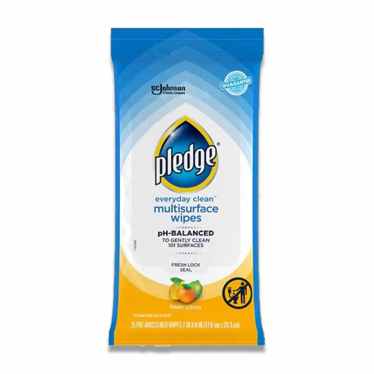 Pledge - Multi-Surface Furniture Polish Wipes, Cleans and Protects, Fresh Citrus - 25 Ct - 12 Pack