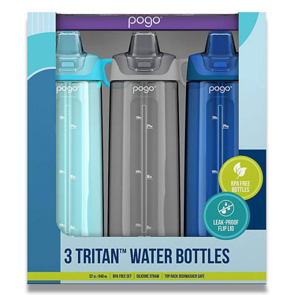 Pogo 32 oz Tritan Water Bottles, Assorted Colors - 3 Pack Contarmarket