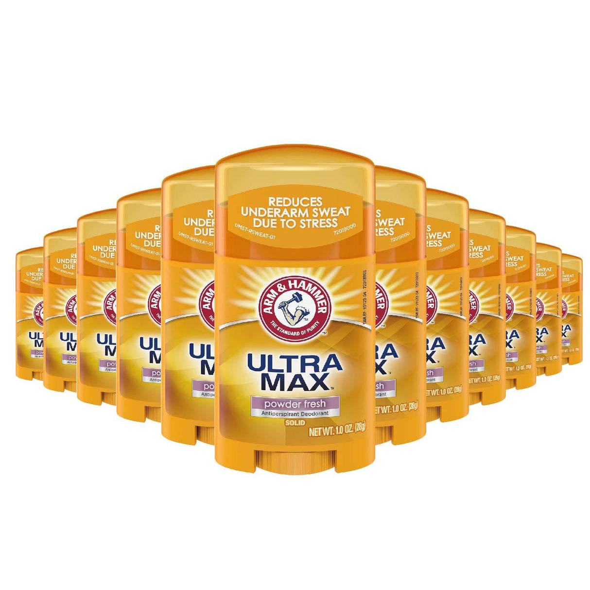 Arm & Hammer Ultra Max Deodorant Powder Fresh, Solid, 1 Oz - 12 Pack - Travel Size